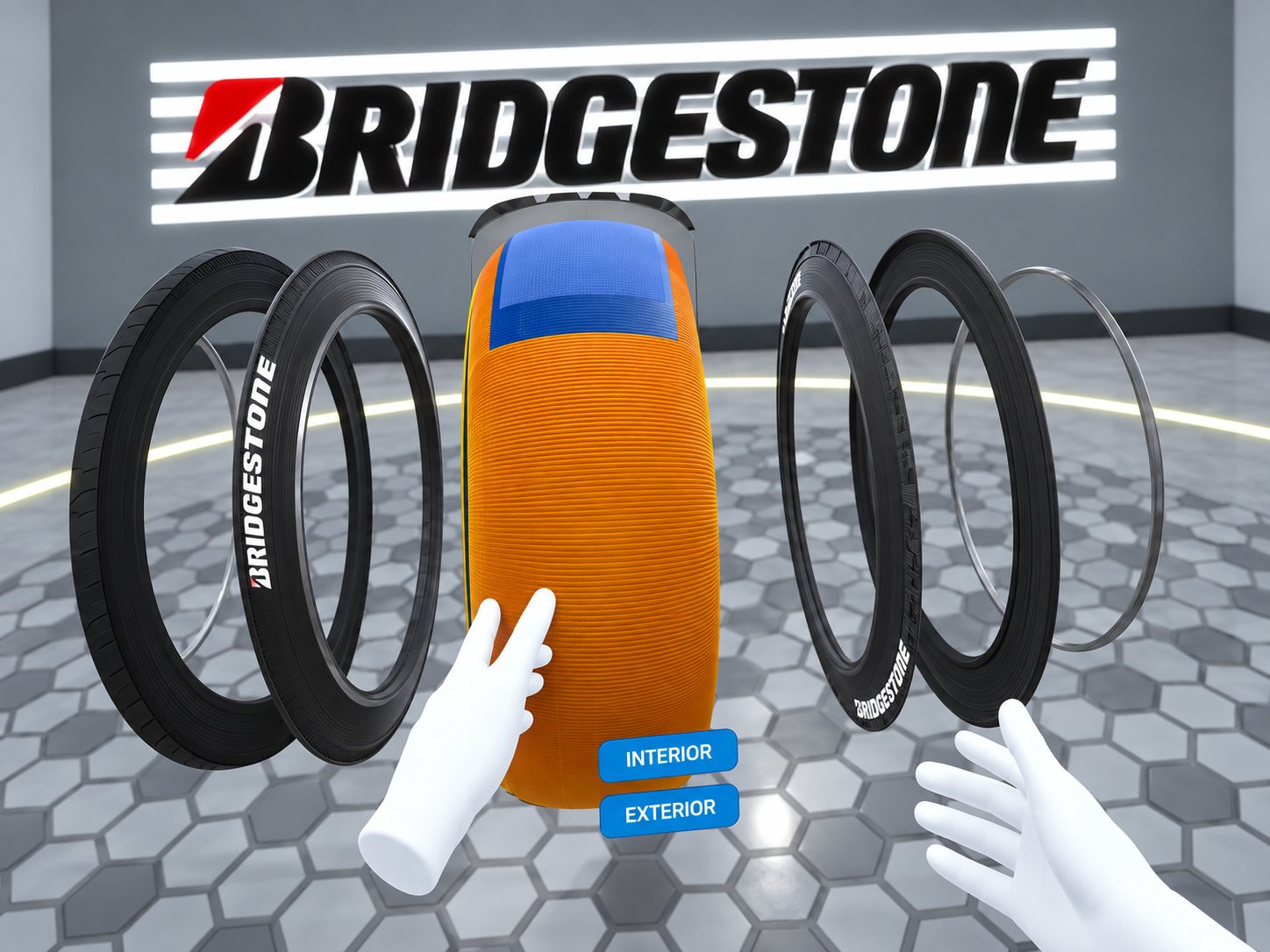Close-up of the tyre layers