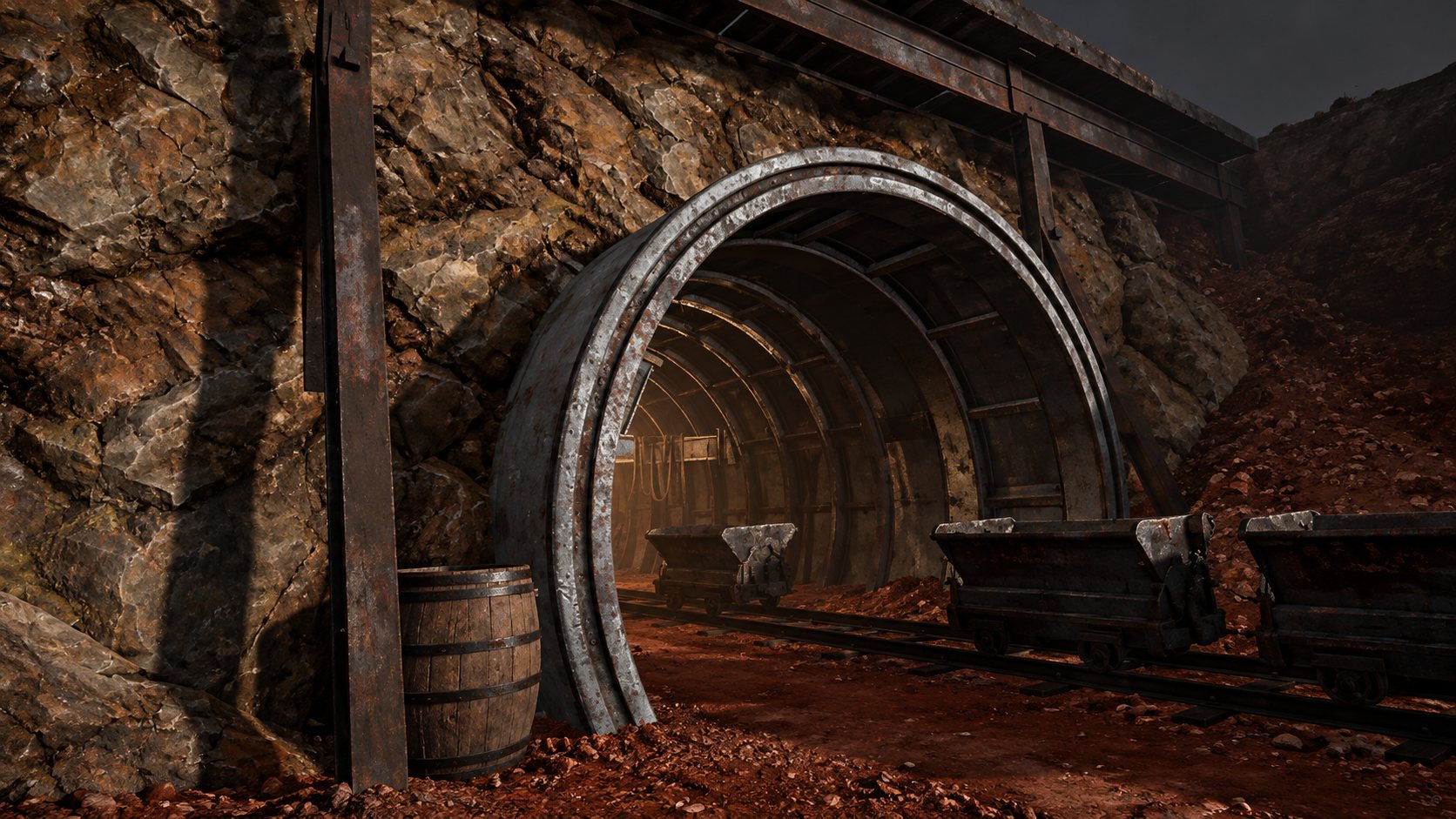 Tunnel entrance in the virtual mine